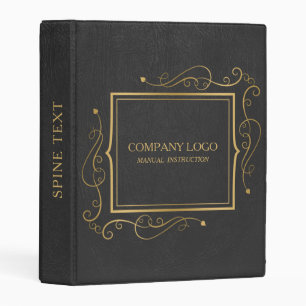 Black Faux Leather With Gold Frame Accent Mini Binder
