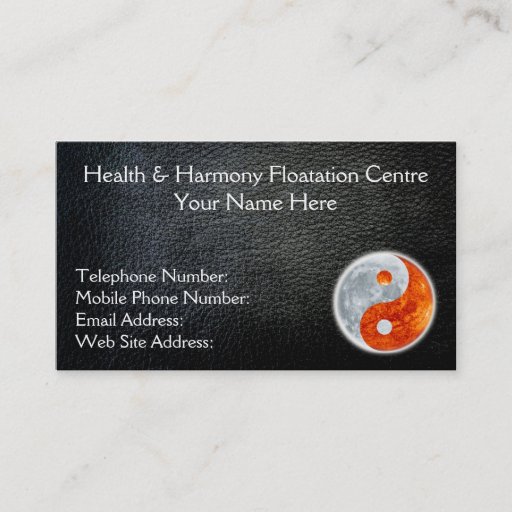Customizable Black Faux Leather Yin-Yang Health Business Cards