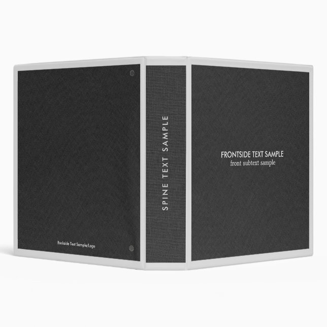 Black Faux Linen Texture 3 Ring Binder (Background)