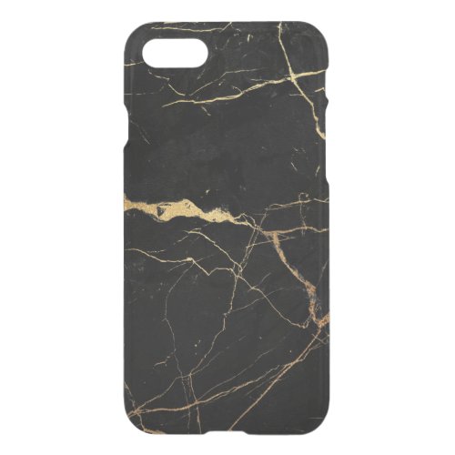 Black faux marble gold veins iPhone SE87 case
