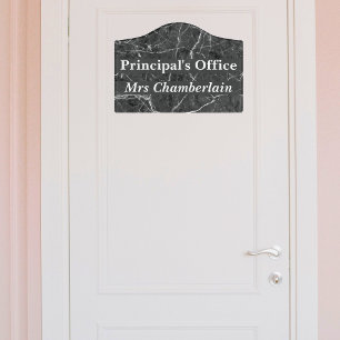 Black Faux Marble Principal Name Door Sign