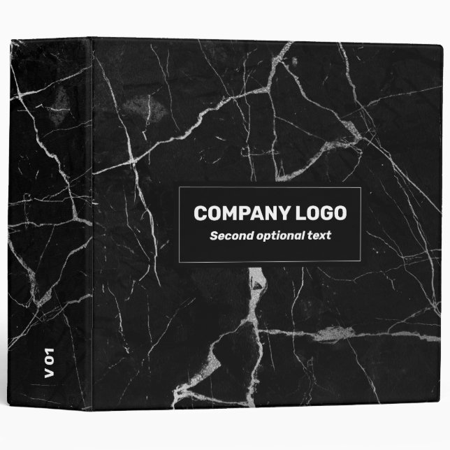 Black faux marble silver-gray 3 ring binder (Front/Spine)