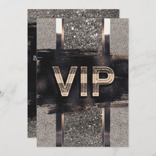 Black & Faux Metallic VIP Party Invitation