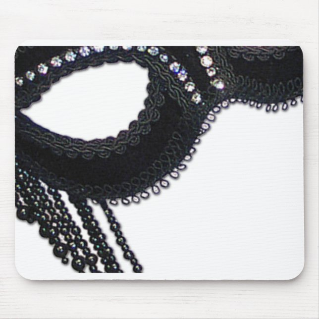 Black Faux Rhinestone Mask Halloween Invitation Mouse Pad (Front)