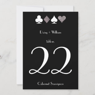Black Faux Silver Glitter Las Vegas Table Number