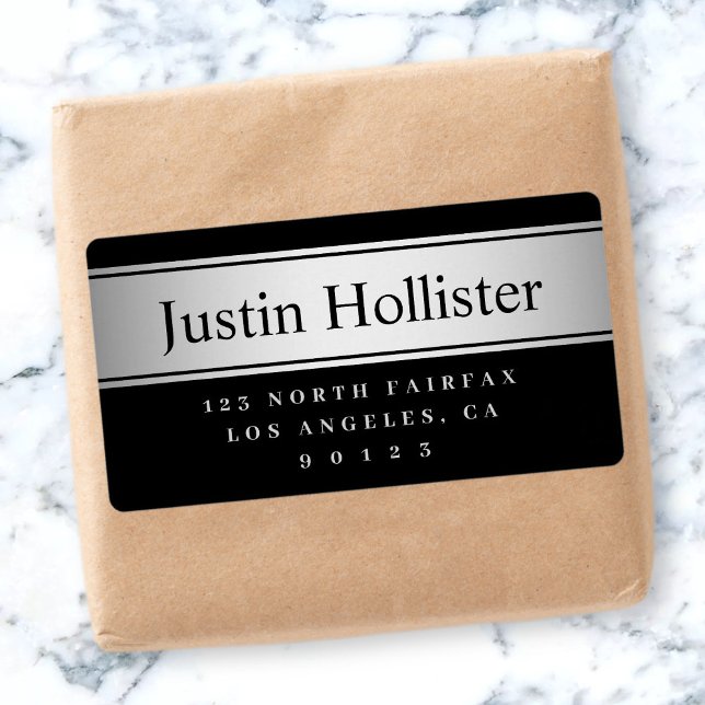 Black & Faux Silver Look Shipping or Product Label (Creator Uploaded)