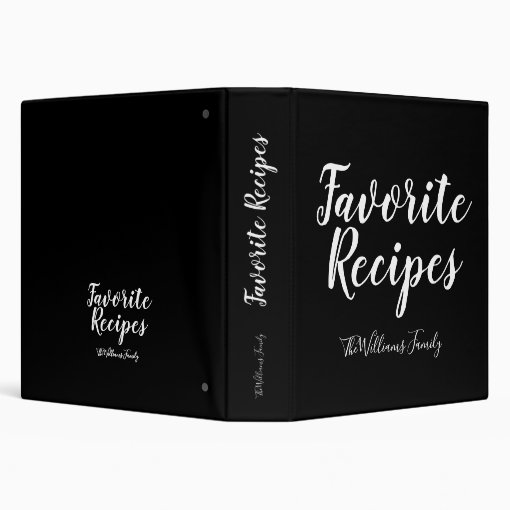 black favorite recipe book binder Zazzle