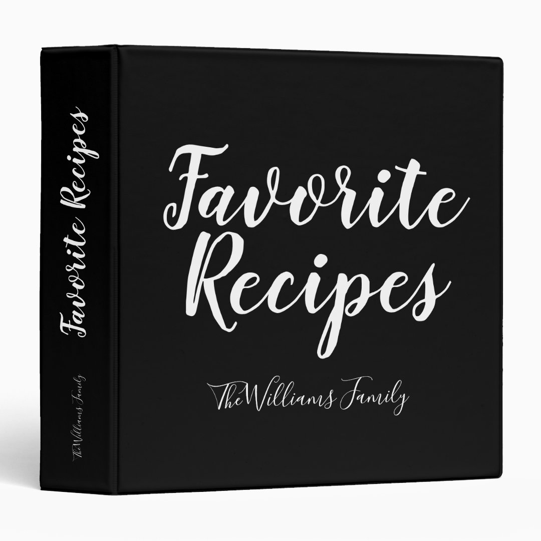 black favorite recipe book binder Zazzle