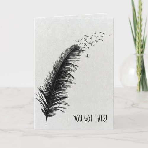 black feather and birds encouragement card