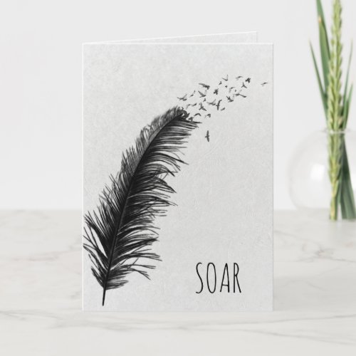 black feather and birds Graduation Card