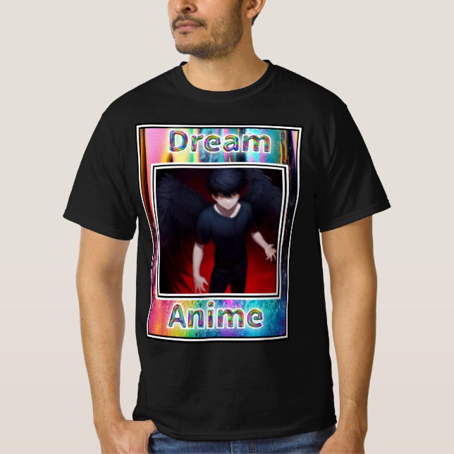 Black Feather Dream Anime T-Shirt (Front)
