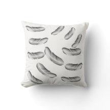 "Black Feather Elegance Decorative Pillow"