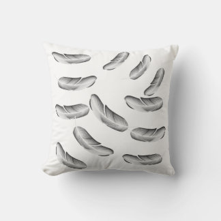 "Black Feather Elegance Decorative Pillow" Throw Pillow