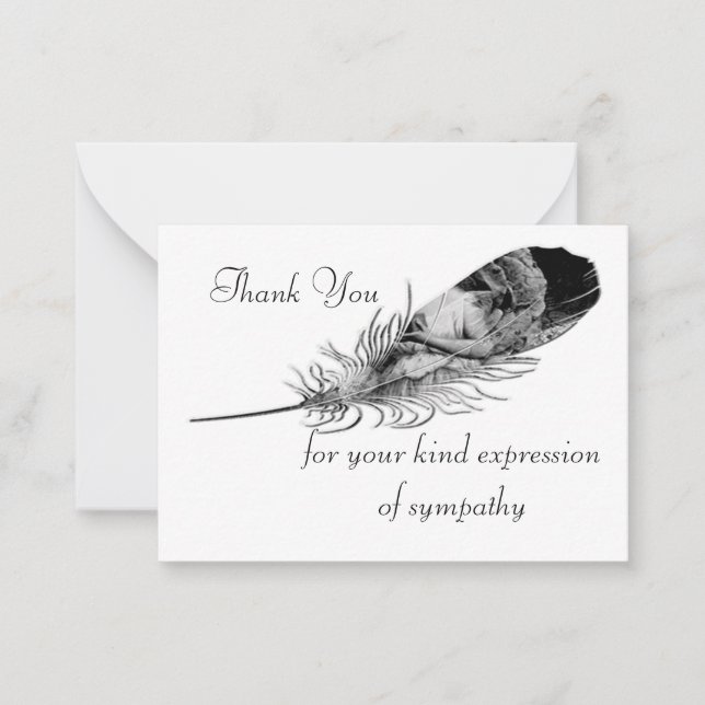 Black Feather Element After Funeral Thank You Card (Front)