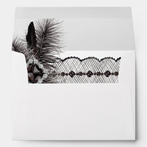 Black Feather  Lace Envelope
