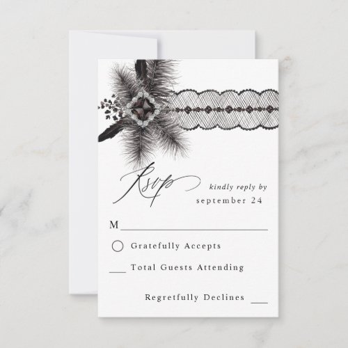 Black Feather  Lace w Meal RSVP