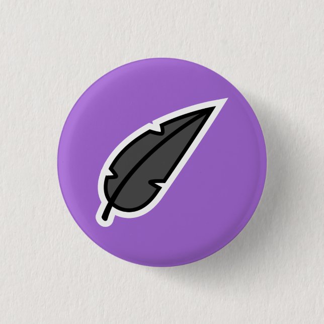 Black Feather Pinback Button (Front)