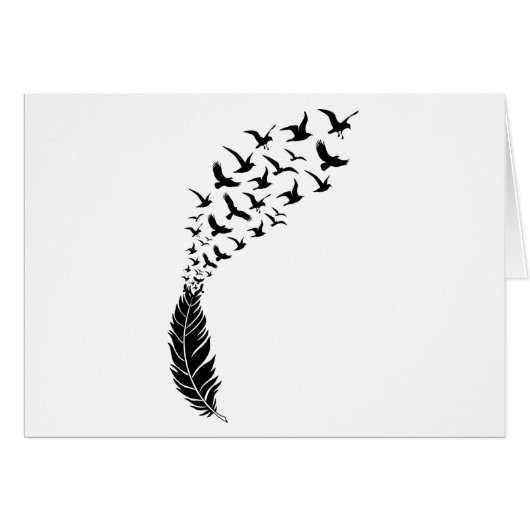 Black feather with flying birds cards (Front Horizontal)