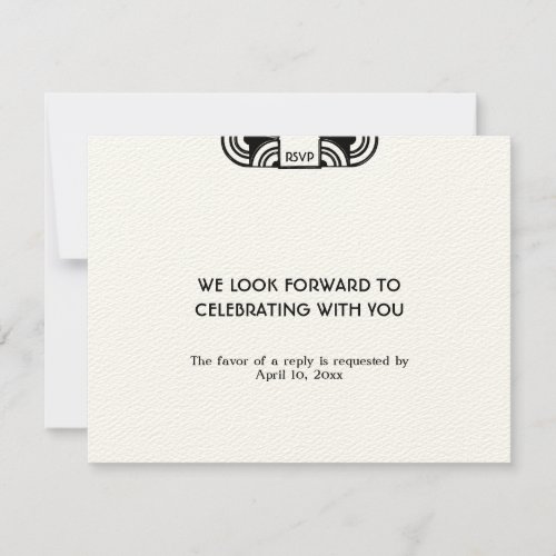 Black felt deco wedding enclosure RSVP response