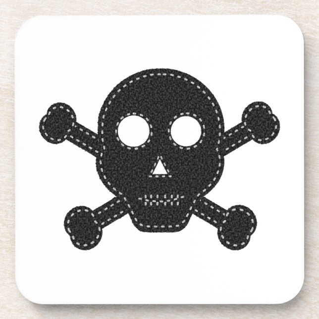 Black Felt Skull Beverage Coaster (Front)