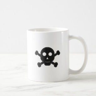 Black Felt Skull Coffee Mug