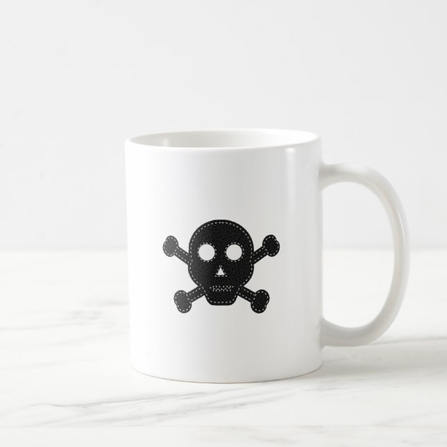 Black Felt Skull Coffee Mug (Right)