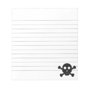 Black Felt Skull Lined Notepad