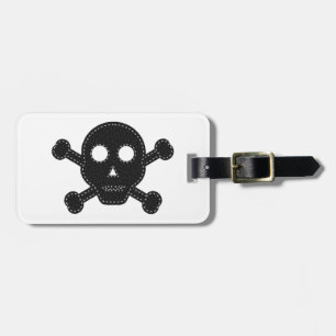 Black Felt Skull Luggage Tag