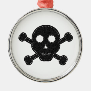 Black Felt Skull Metal Ornament