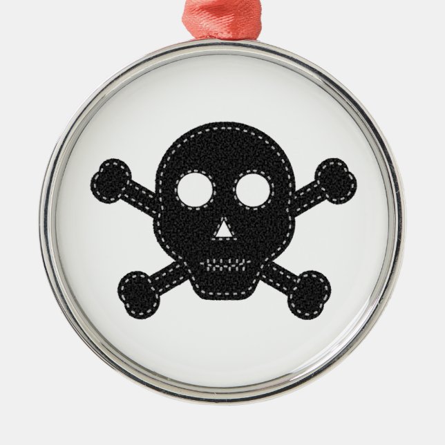 Black Felt Skull Metal Ornament (Front)