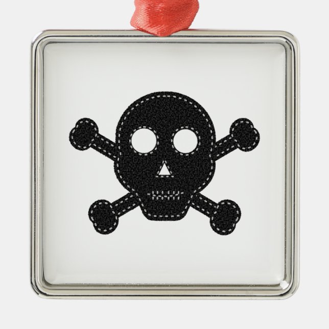 Black Felt Skull Metal Ornament (Front)