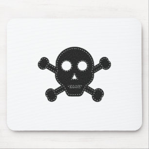 Black Felt Skull Mouse Pad