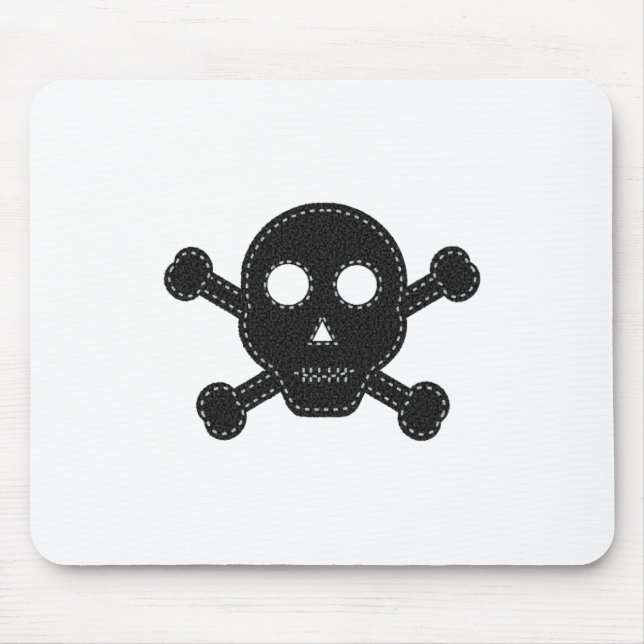 Black Felt Skull Mouse Pad (Front)