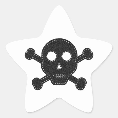 Black Felt Skull Star Sticker