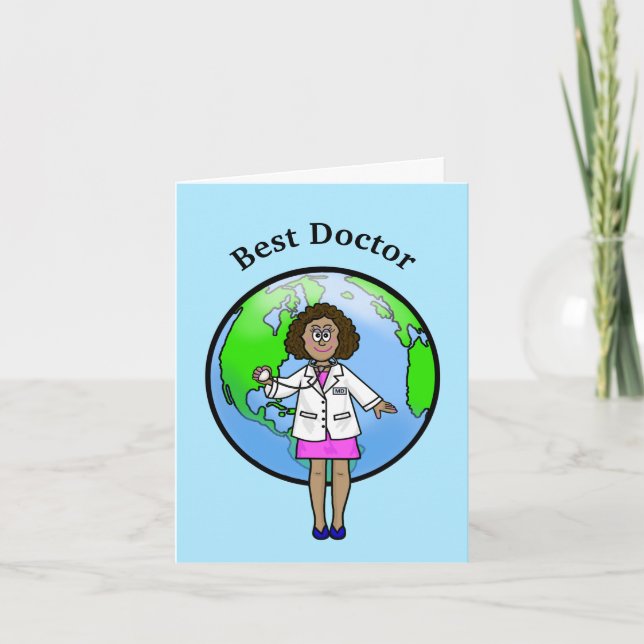Black Female Doctor Greeting Card (Front)