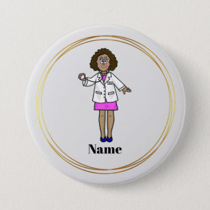 Black Female Doctor Name Button