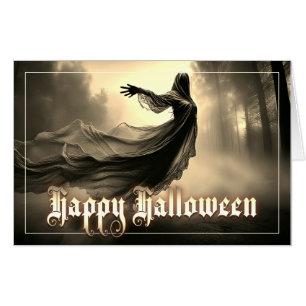 Black Female Ghost in Hellscape - Halloween Card