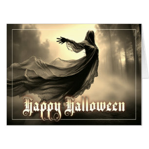 Black Female Ghost in Hellscape - Halloween Card