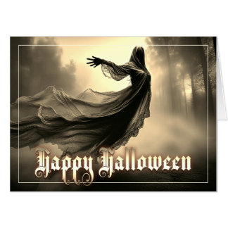 Black Female Ghost in Hellscape - Halloween Card