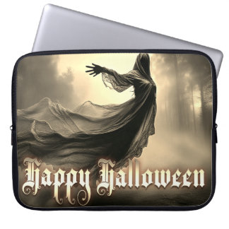 Black Female Ghost in Hellscape - Halloween Laptop Sleeve