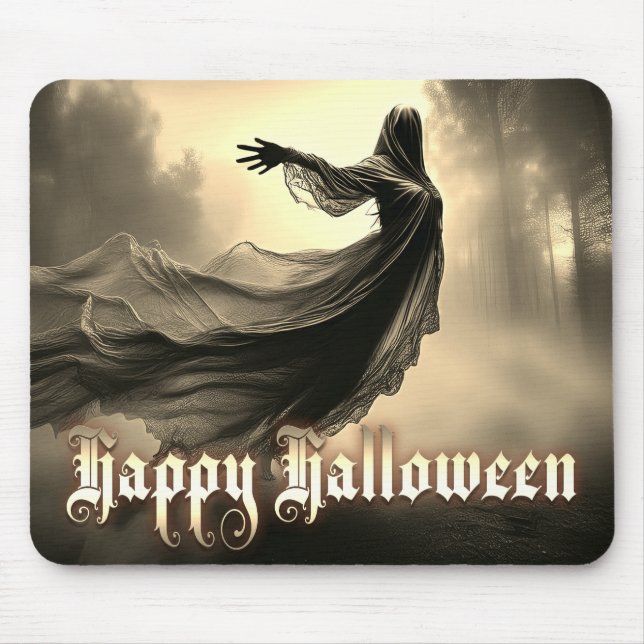 Black Female Ghost in Hellscape - Halloween Mouse Pad (Front)