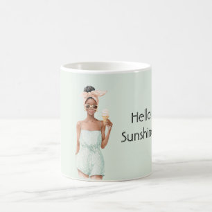 Black Female Mint Top Hello Sunshine Ice Cream   Coffee Mug