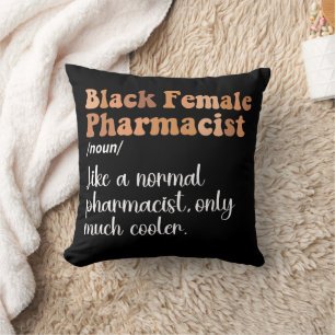 Black Female Pharmacist Funny Definition Throw Pillow