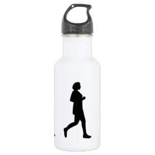 Black Female Silhouette Runner Painting Water Bottle