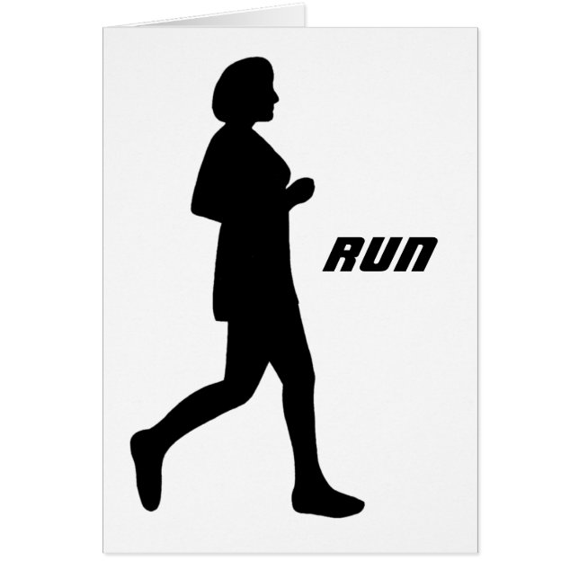 Black Female Silhouette Runner Running Cards (Front)