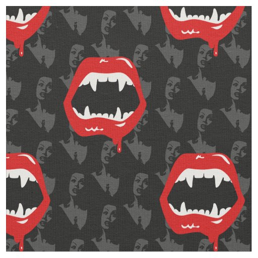 black female vampire fangs spooky halloween fabric