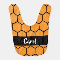 Black fence on orange baby bib