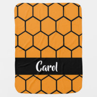 Black fence on orange baby blanket