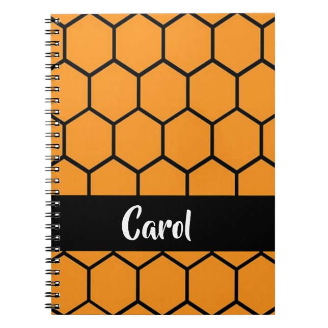 Black fence on orange notebook (Front)