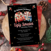 Black Festive Annual Ugly Sweater Christmas Party Invitation